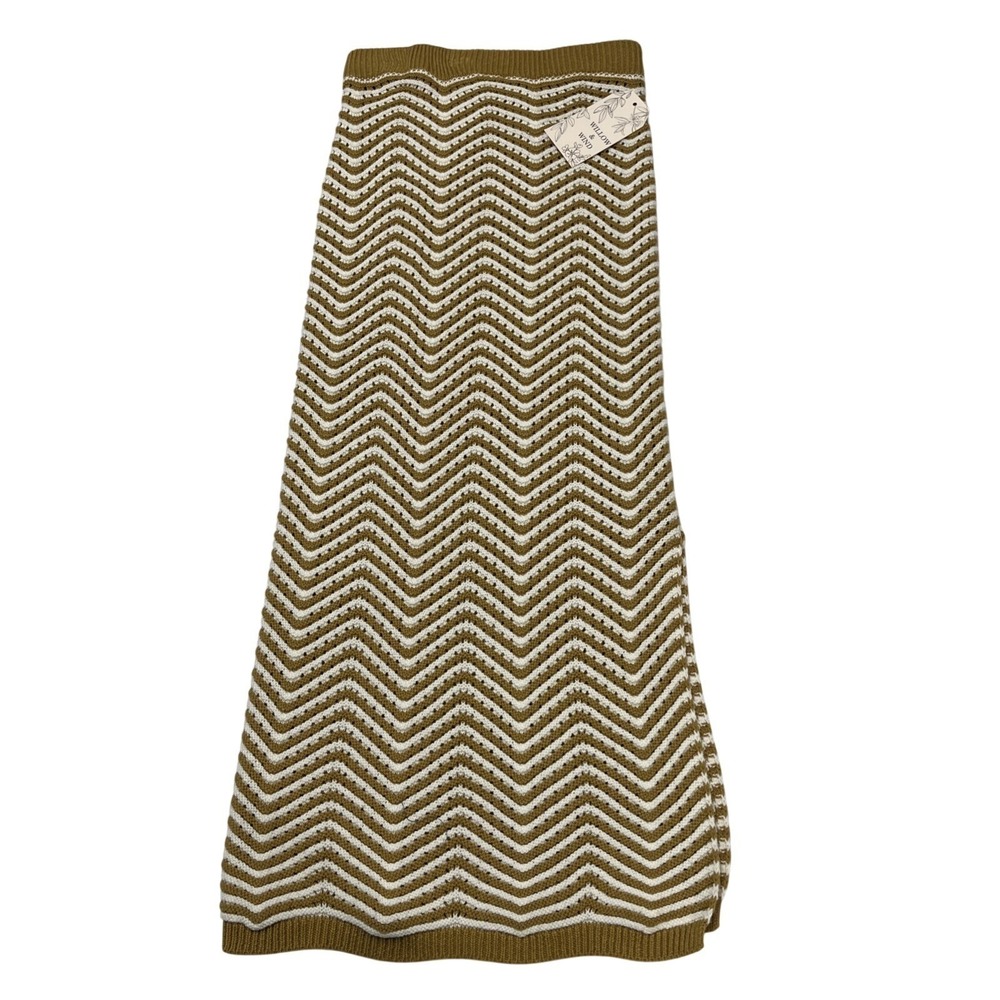 Crochet Maxi Skirt  Pull On Zig Zag Stripe Size S Boho Hippie Festival Coastal‎
